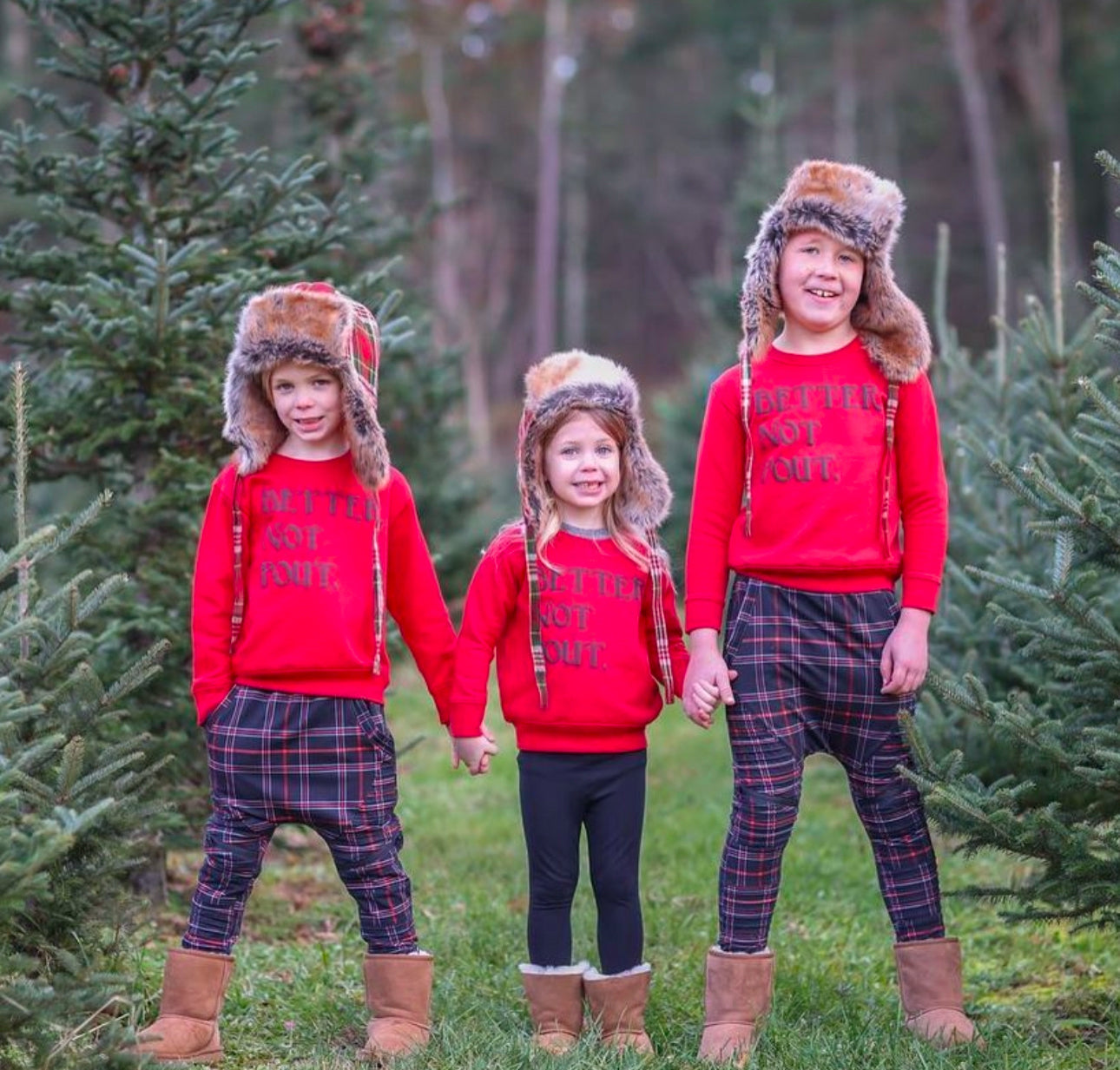 Christmas Red Better Not Pout Crewneck, red & black Christmas Red Better Not Pout Crewneck, red & black The Wishing Elephant tee The Wishing Elephant