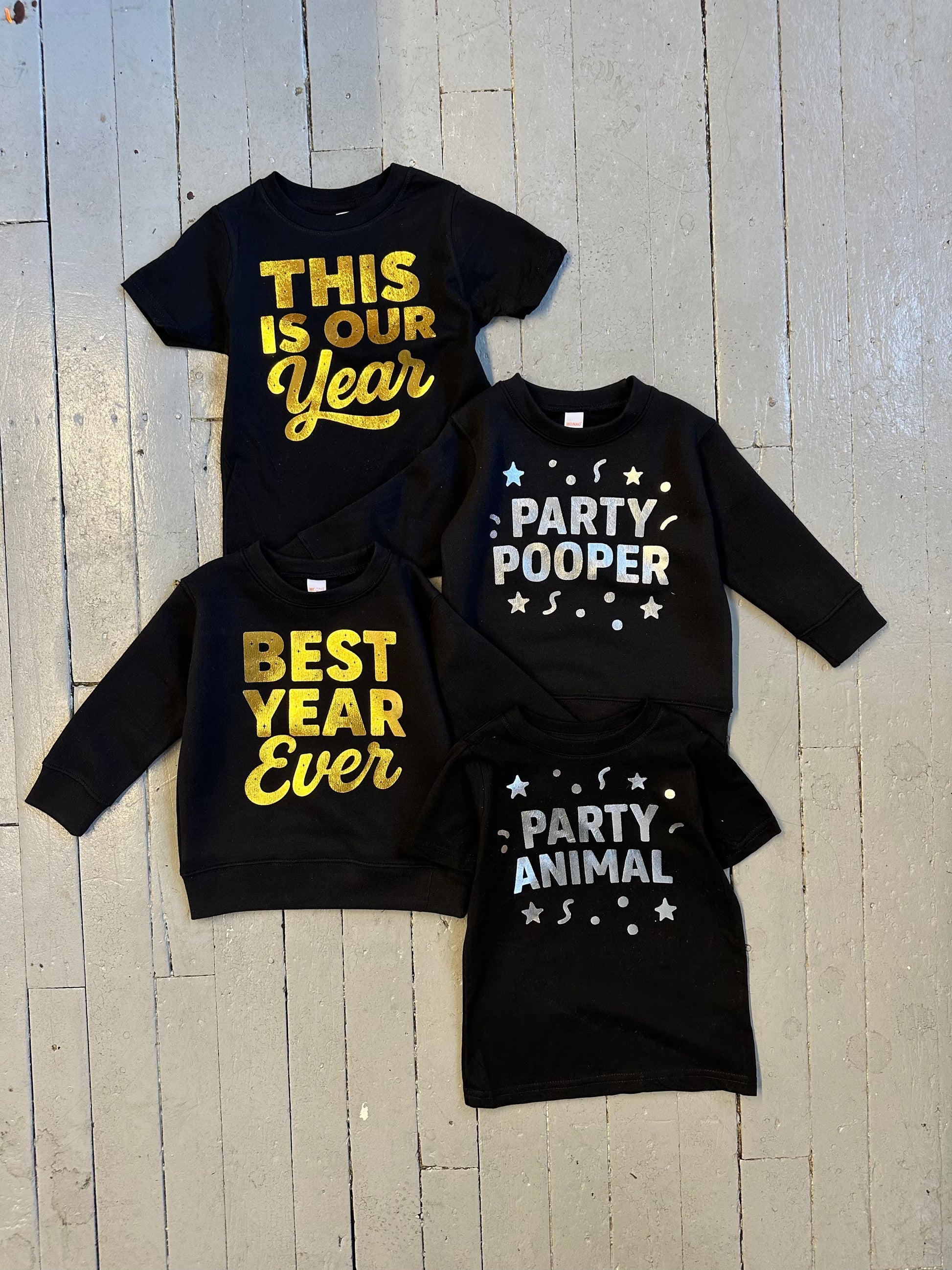 NYE - Party ANIMAL Silver Foil tee or sweatshirt - The Wishing Elephant