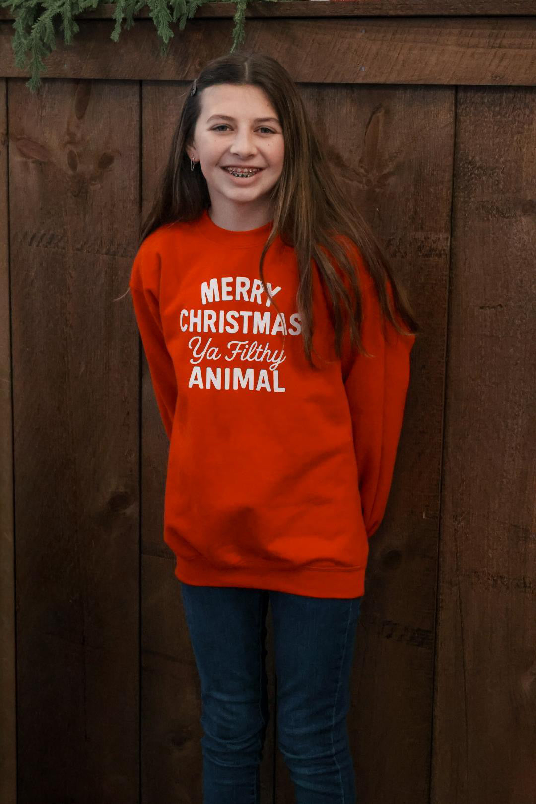 Merry Christmas Ya Filthy Animal Kids Sweatshirt - The Wishing Elephant