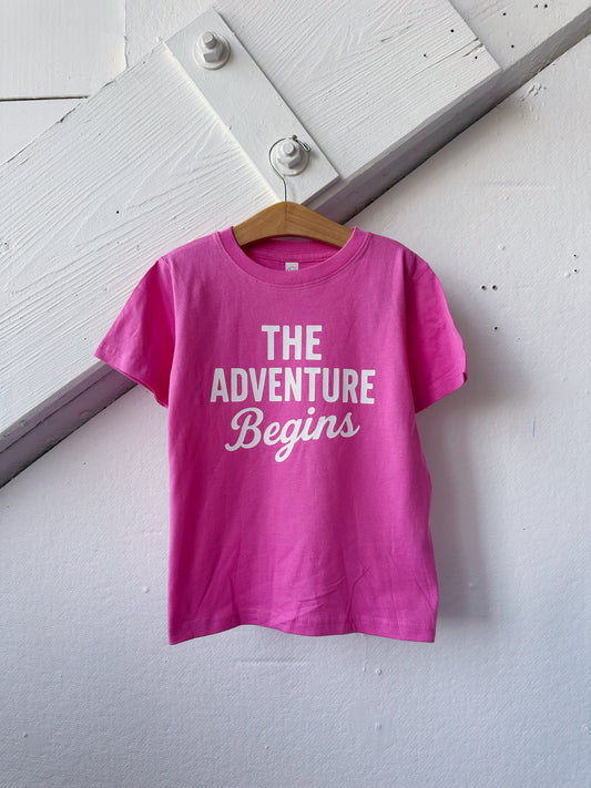 Pink The Adventure Begins Tee - The Wishing Elephant