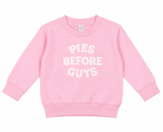 The Wishing Elephant pink Pies Before Guys Thanksgiving sweatshirt for girls with pastel graphic design