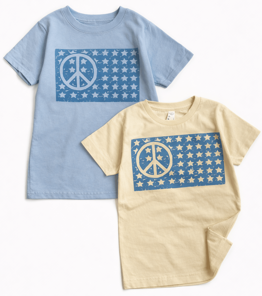 American Peace Flag Kids Graphic Tee, 4th of July Tshirt for Kids - The Wishing Elephant