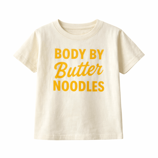 Body By Butter Noodles Kids Shirt, Pasta Lover Tee - The Wishing Elephant