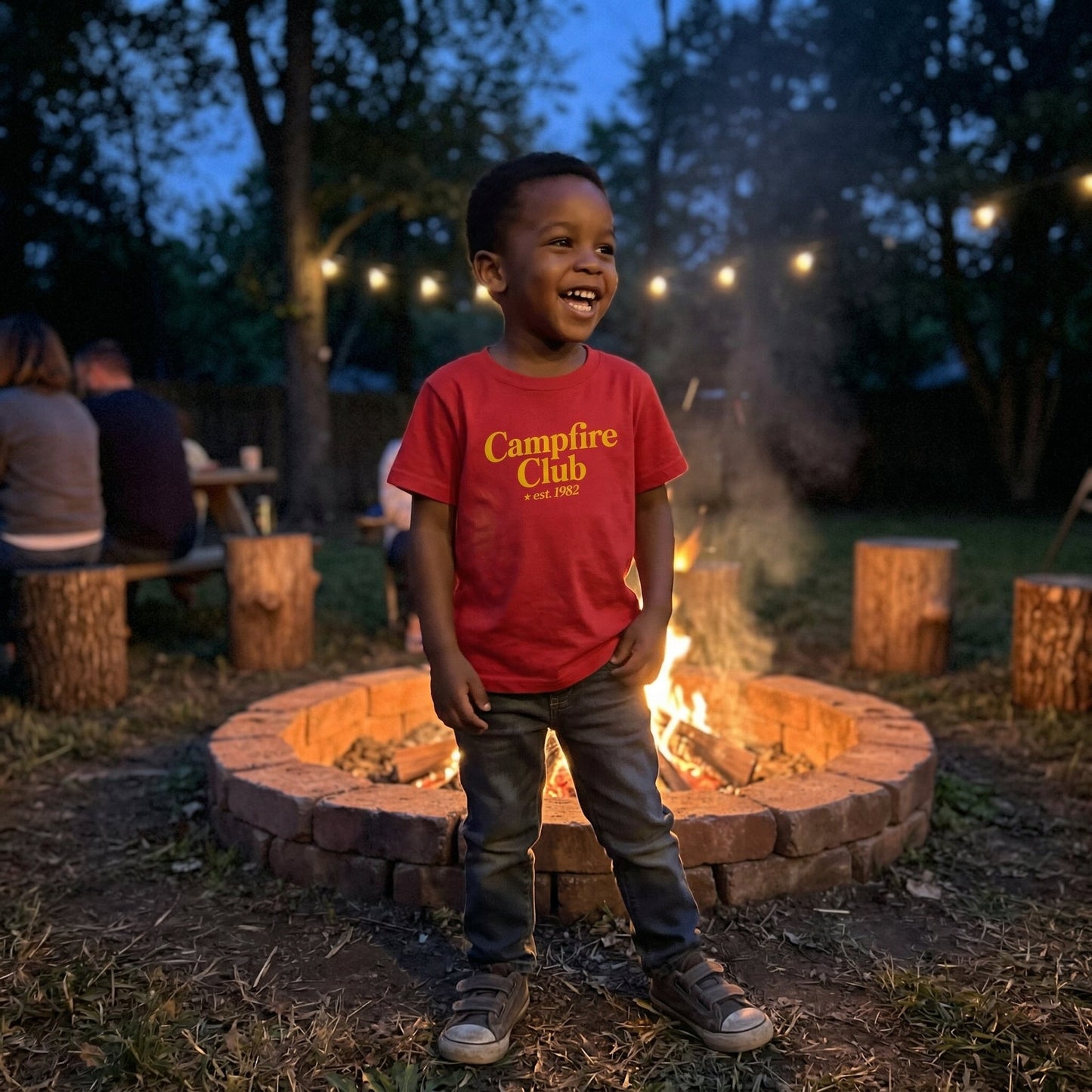 Campfire Club Kids Graphic Tee, Kids Summer Tshirt - The Wishing Elephant