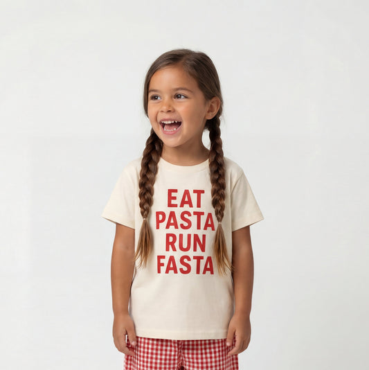 Eat Pasta Run Fasta Tee, Pasta Lovers Graphic Shirt - The Wishing Elephant
