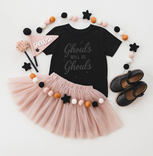 Ghouls Will Be Ghouls, Black Halloween Tee - The Wishing Elephant