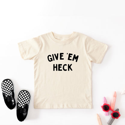 Give 'Em Heck Kids Graphic Baseball Tee - The Wishing Elephant