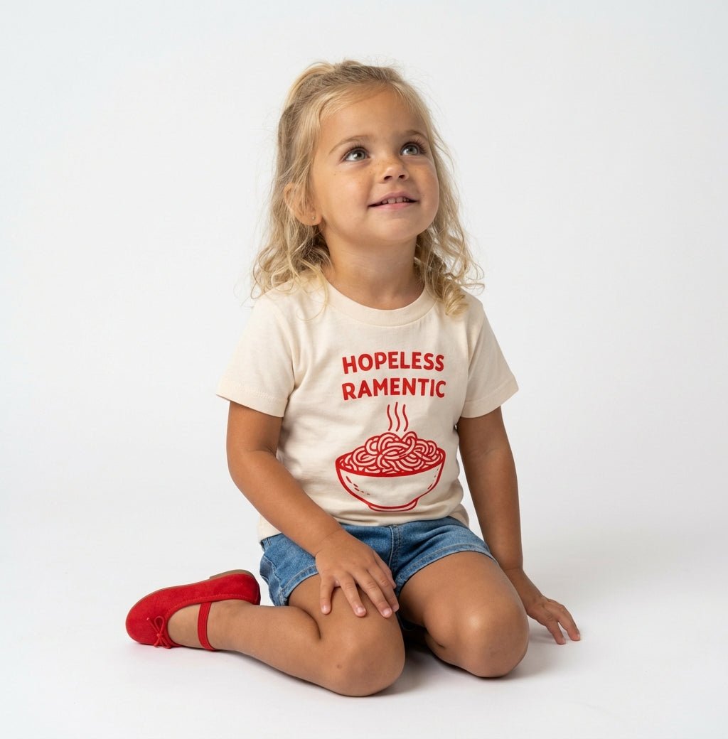 Hopeless RAMENtic tee, Valentines Tee for Kids - The Wishing Elephant