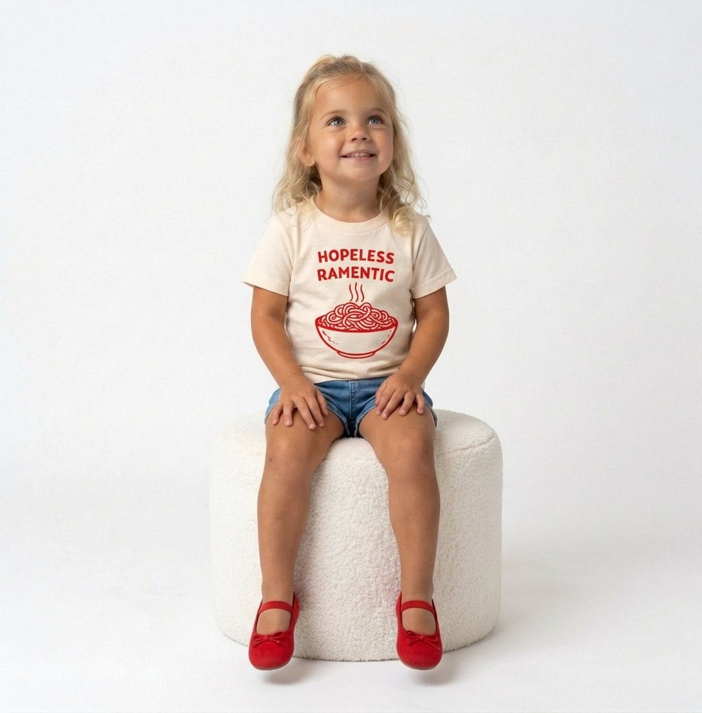 Hopeless RAMENtic tee, Valentines Tee for Kids - The Wishing Elephant
