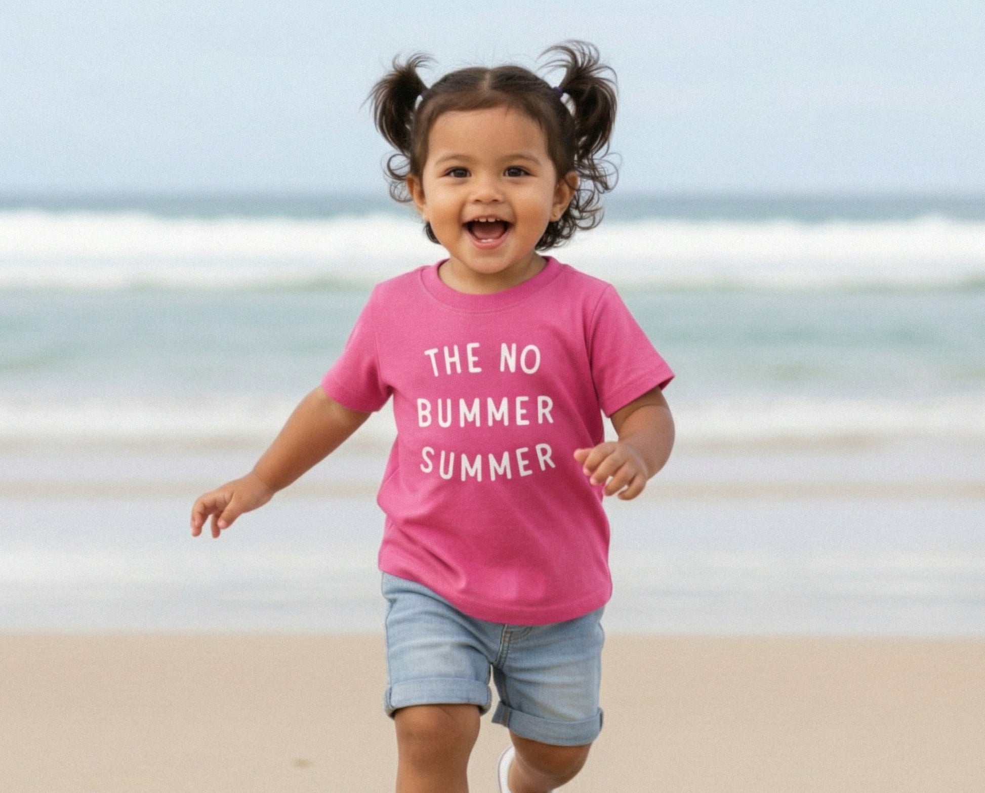 Hot Pink No Bummer Summer, Summer Shirt For Girls - The Wishing Elephant