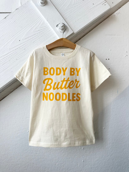 Body By Butter Noodles Kids Shirt, Pasta Lover Tee - The Wishing Elephant