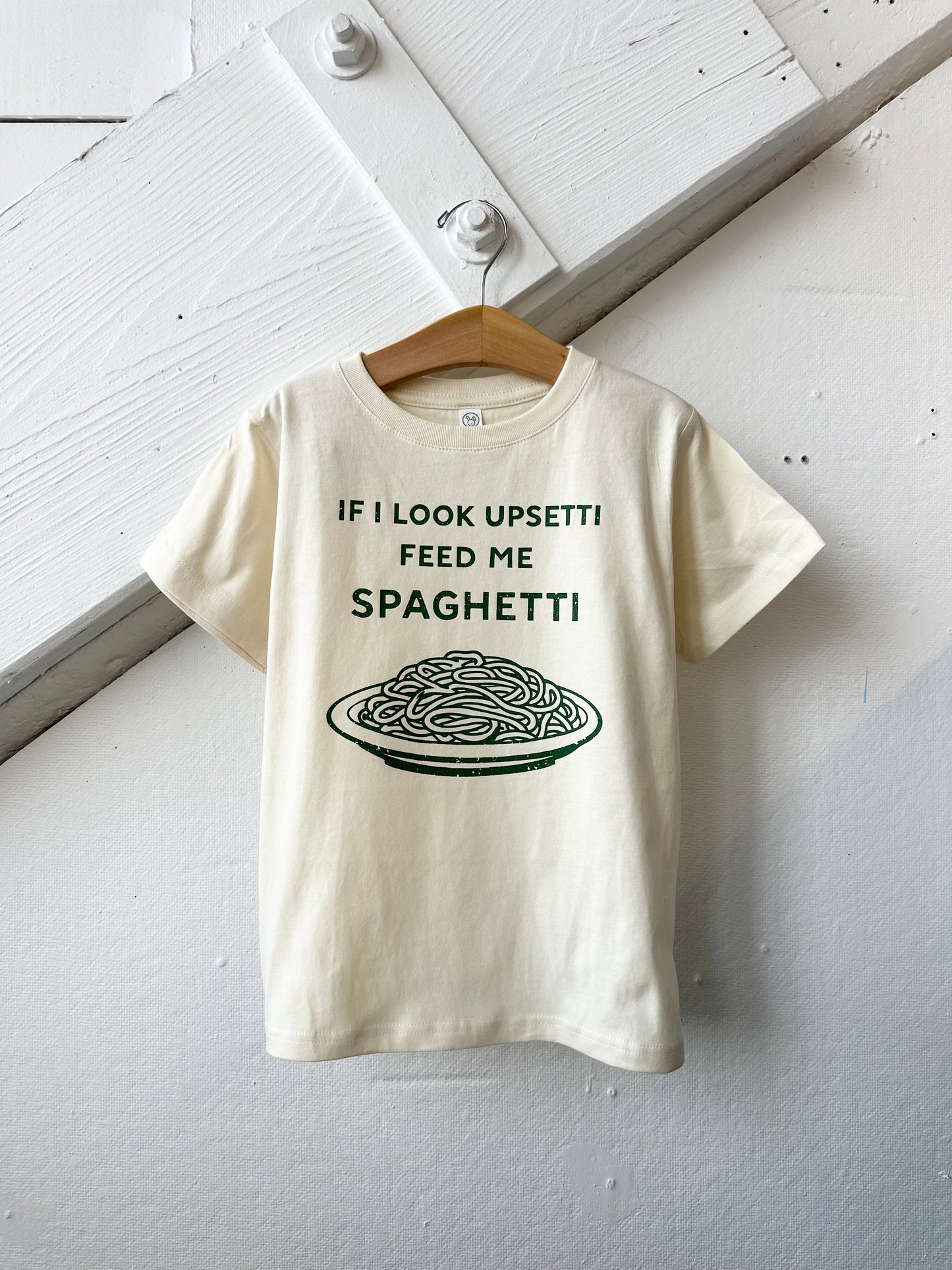 If I Look Upsetti Feed Me Spagetti, kids pasta graphic shirt - The Wishing Elephant