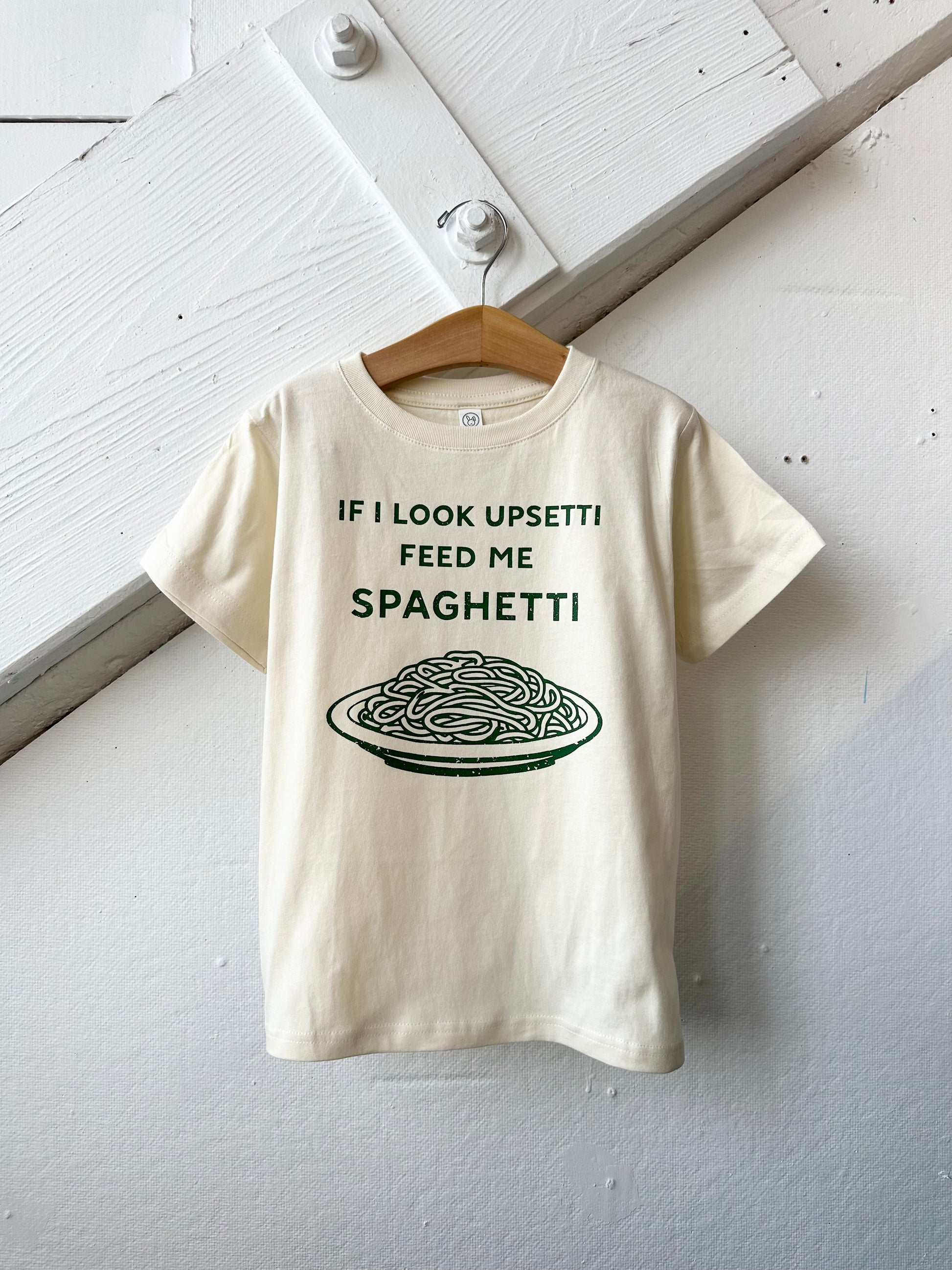 If I Look Upsetti Feed Me Spagetti, kids pasta graphic shirt - The Wishing Elephant