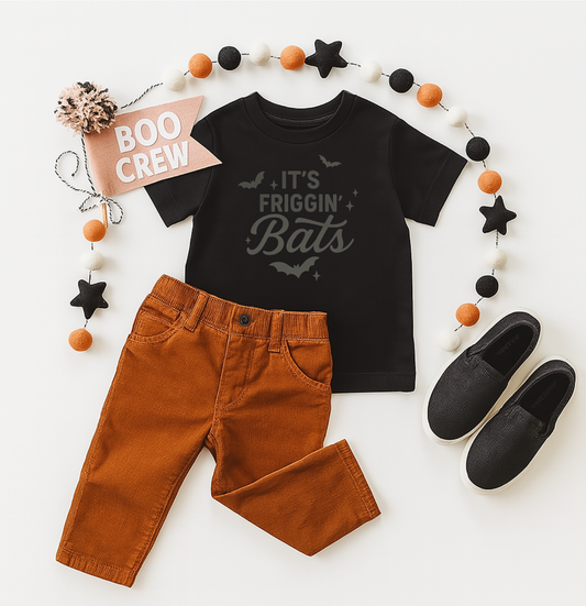 It's Friggin' Bats, Black  Halloween Tee - The Wishing Elephant