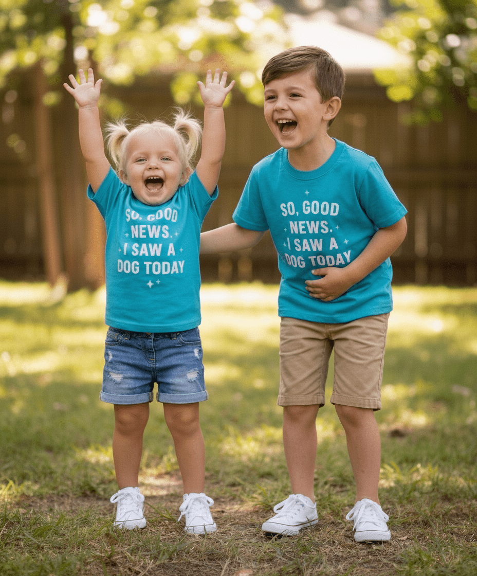 Kids Funny Dog Shirt “I Saw a Dog Today” Graphic Tee - The Wishing Elephant