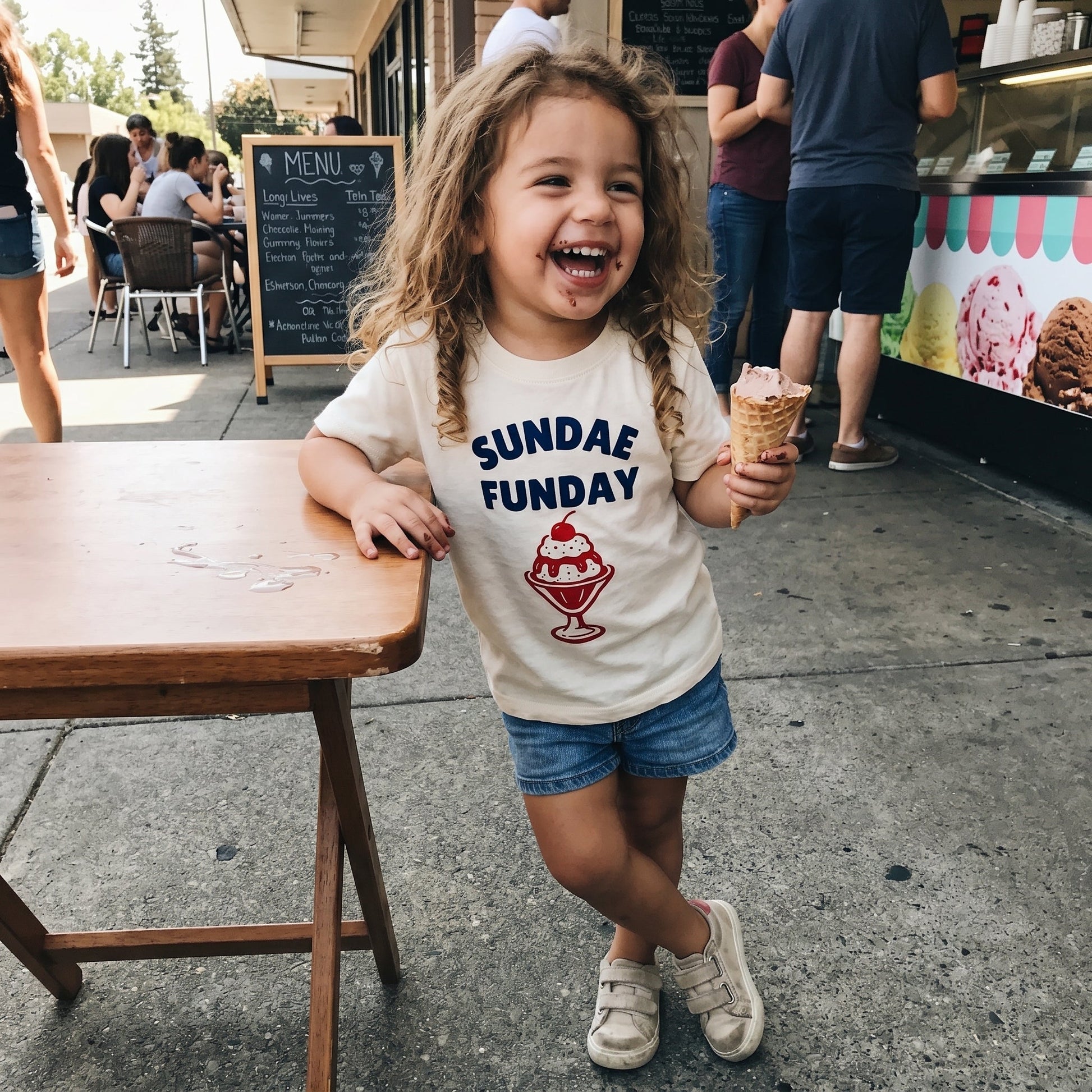 Kids Ice Cream Graphic T-Shirt – Sunday Funday 4th of July - The Wishing Elephant