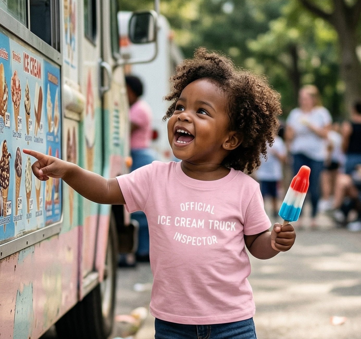 Kids Ice Cream Truck Inspector Pink Graphic T-Shirt - The Wishing Elephant