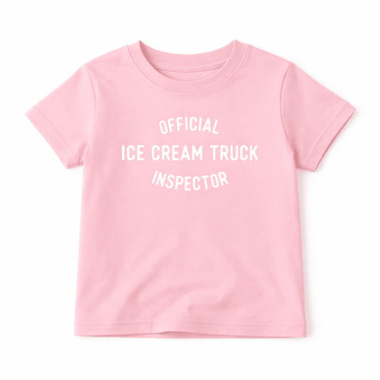 Kids Ice Cream Truck Inspector Pink Graphic T-Shirt - The Wishing Elephant