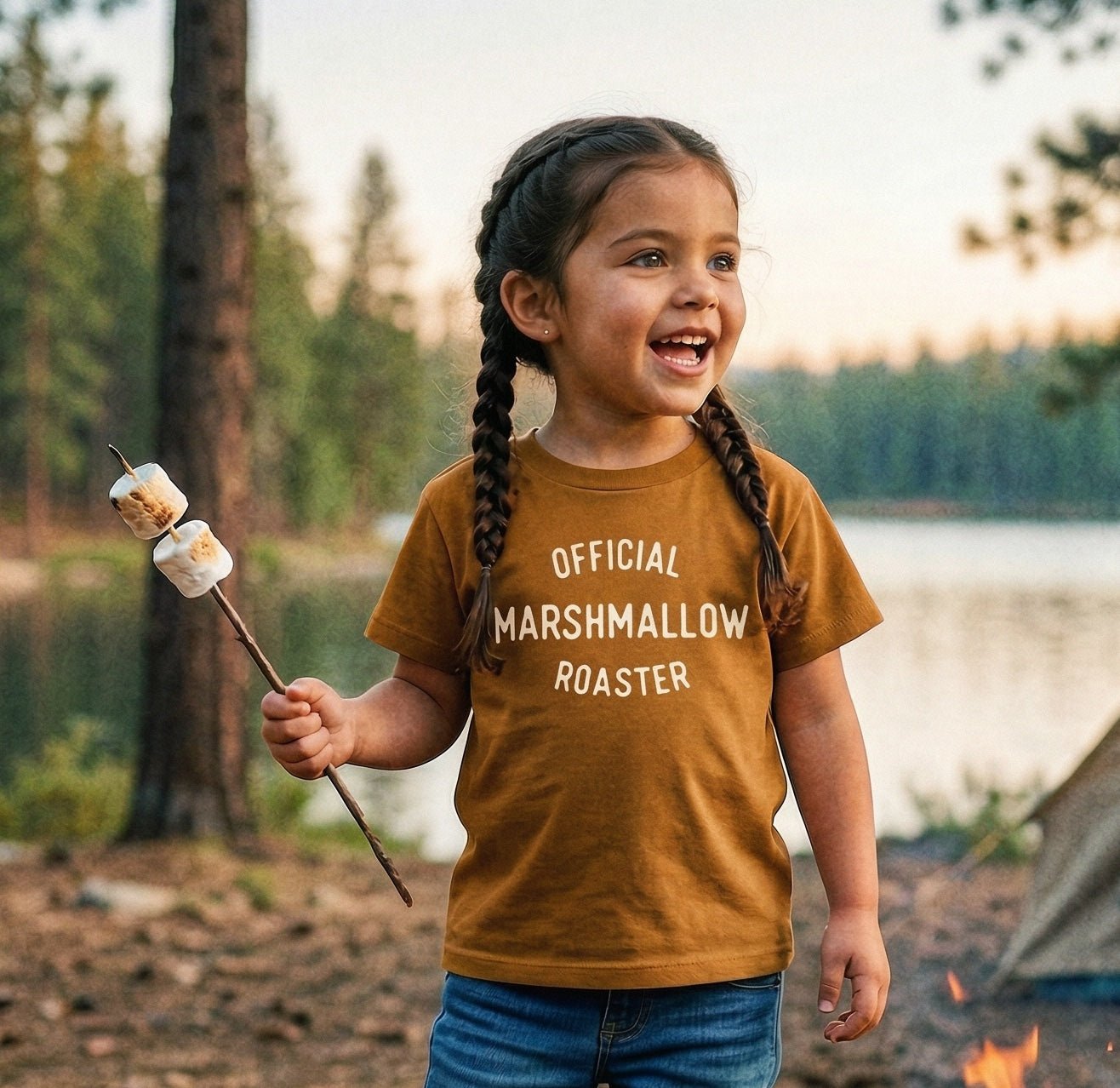 Kids Marshmallow Roaster Shirt Funny Camping Tee - The Wishing Elephant