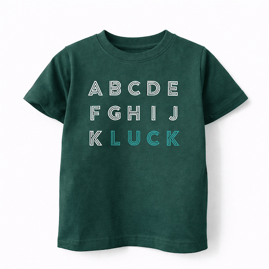 Lucky Alphabet Kids Graphic Tee Funny Alphabet Shirt ABCD LUCK - The Wishing Elephant