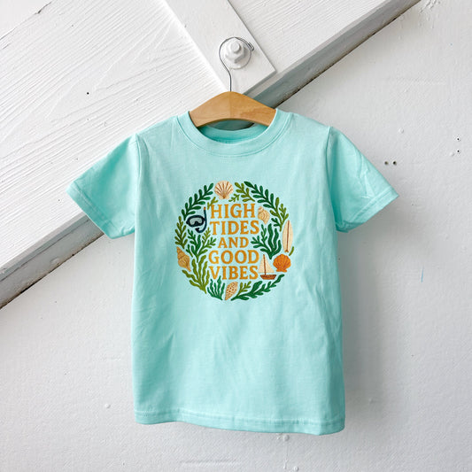 Mint high Tides and Good Vibes tee