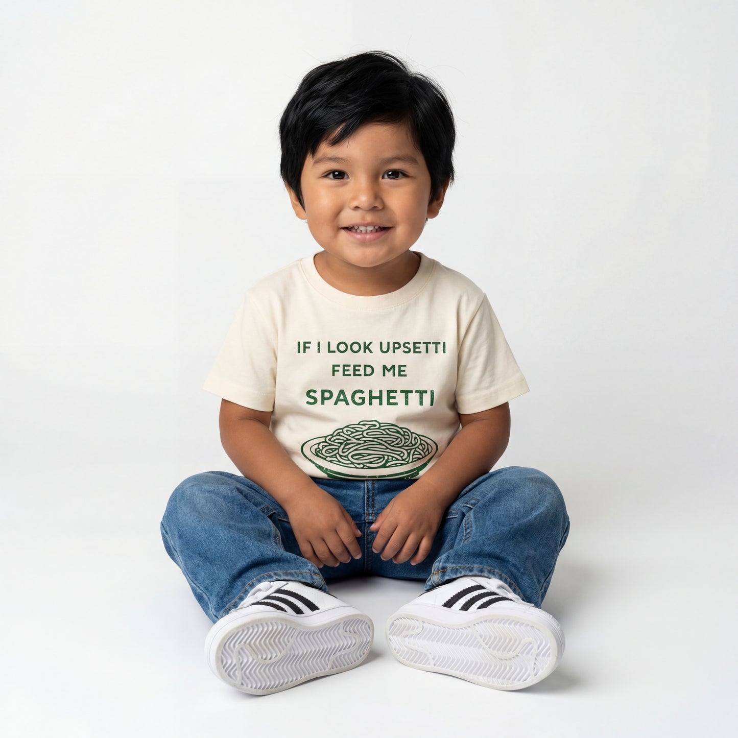 If I Look Upsetti Feed Me Spagetti, kids pasta graphic shirt - The Wishing Elephant