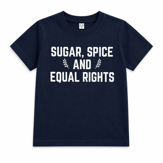 Navy Sugar Spice and Equal Rights, kids summer tee - The Wishing Elephant