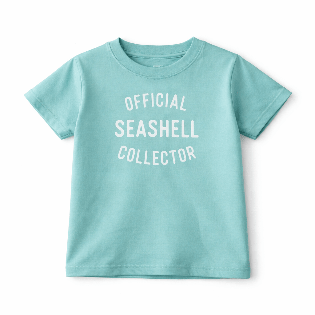 Official Seashell Collector Kids T-Shirt – Mint Beach Shirt for Kids – Summer Vacation Tee Toddler Youth - The Wishing Elephant