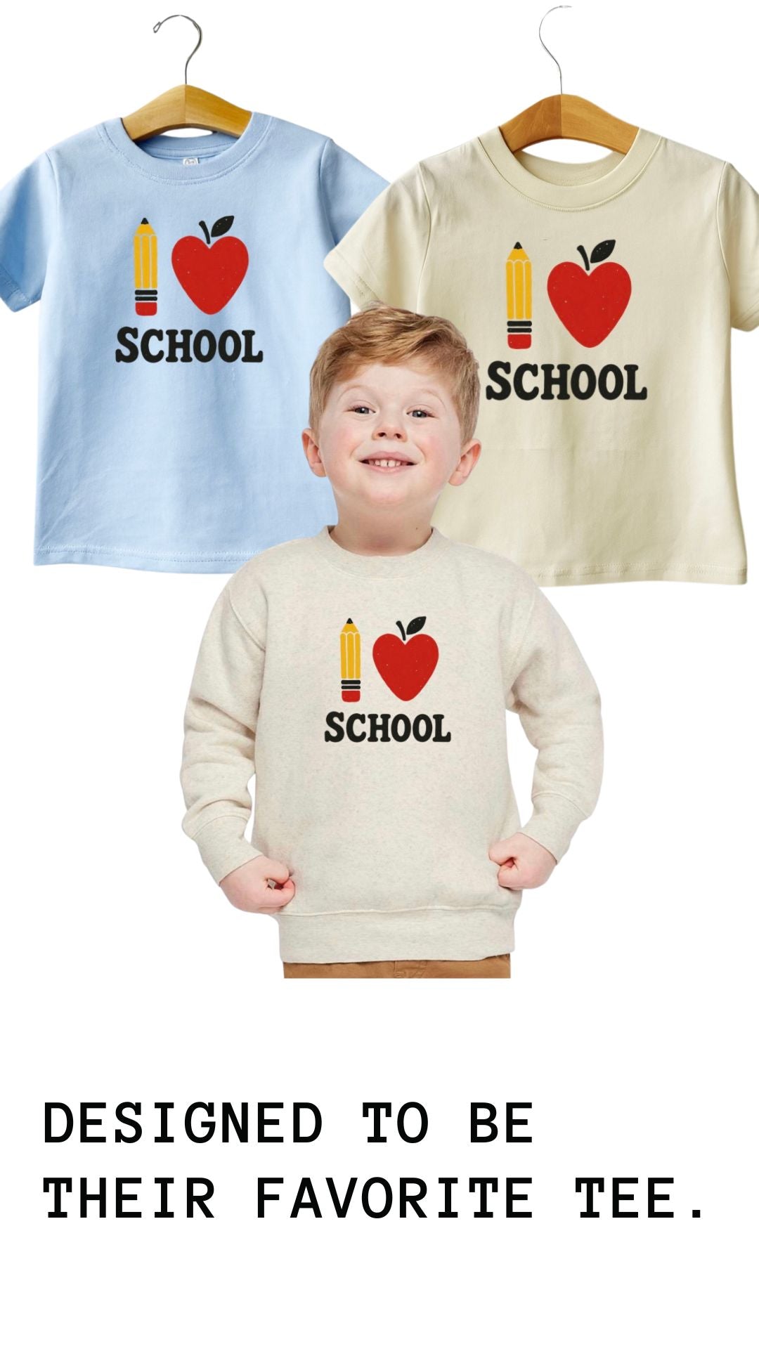 Pencil Apple School, I heart School Tee and Sweatshirt for kids, Back to school