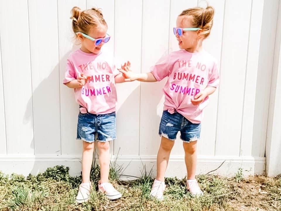 PINK no bummer summer TEE, Summer Shirt For Girls - The Wishing Elephant