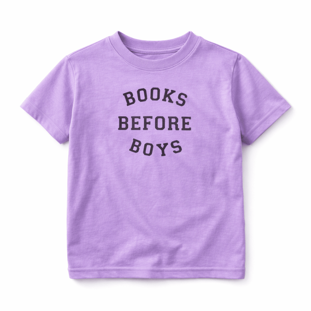 Purple Books Before Boys Tee - The Wishing Elephant