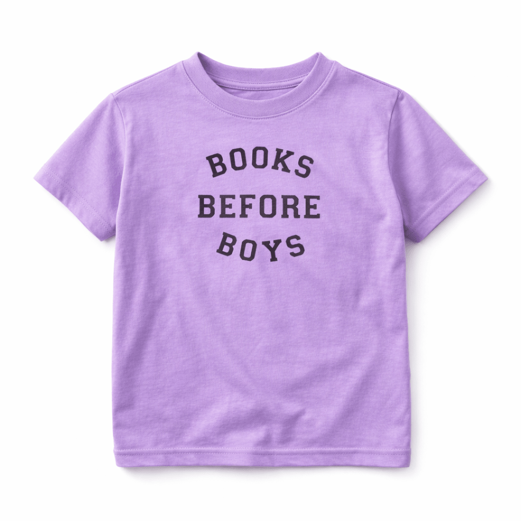 Purple Books Before Boys Tee - The Wishing Elephant