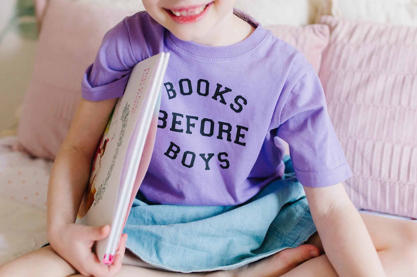 Purple Books Before Boys Tee - The Wishing Elephant