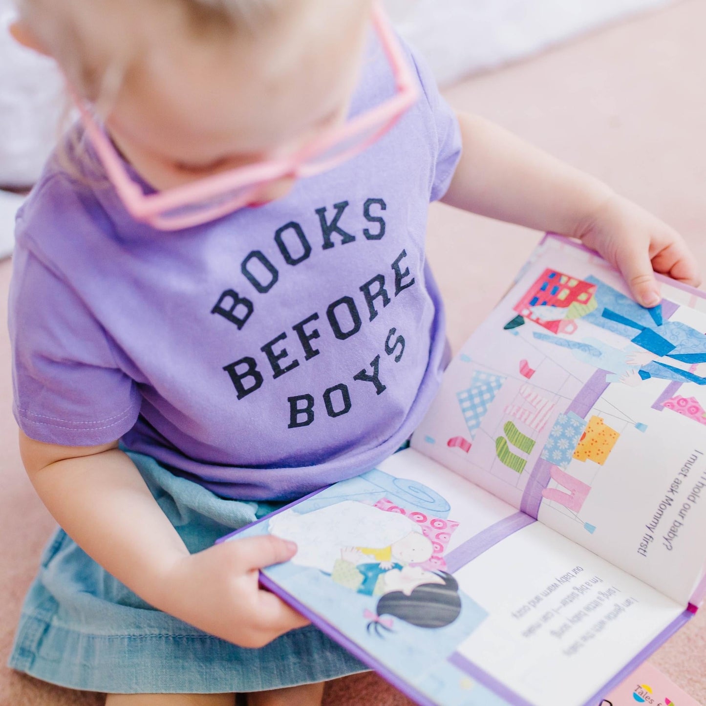 Purple Books Before Boys Tee - The Wishing Elephant
