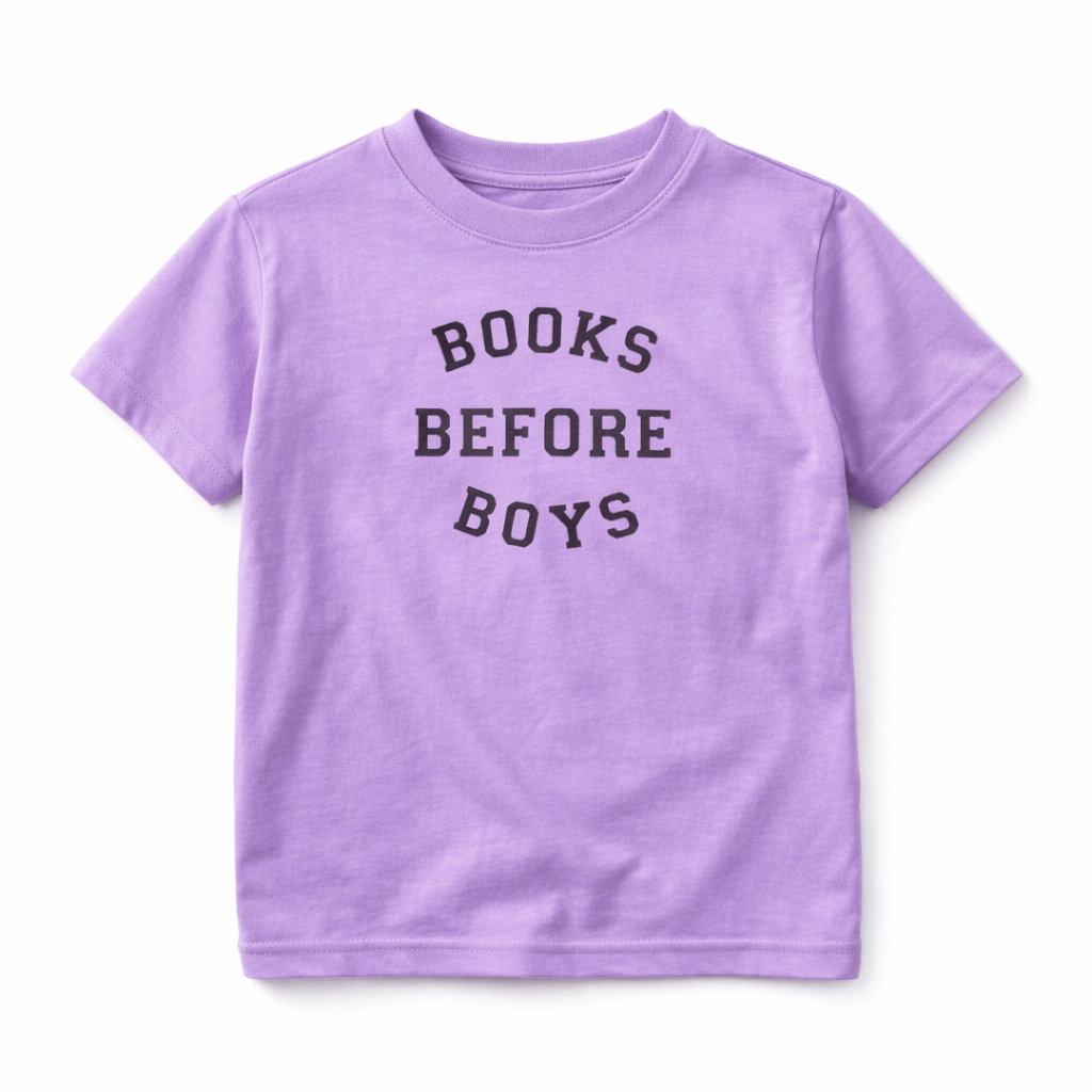 Purple Books Before Boys Tee - The Wishing Elephant