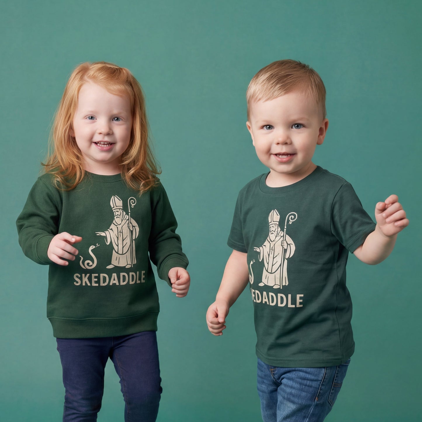 saint patricks day sweatshirt and tee modeled toddlers 
