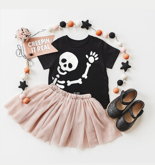 Skeleton Tee Shirt - Hey Boo - The Wishing Elephant