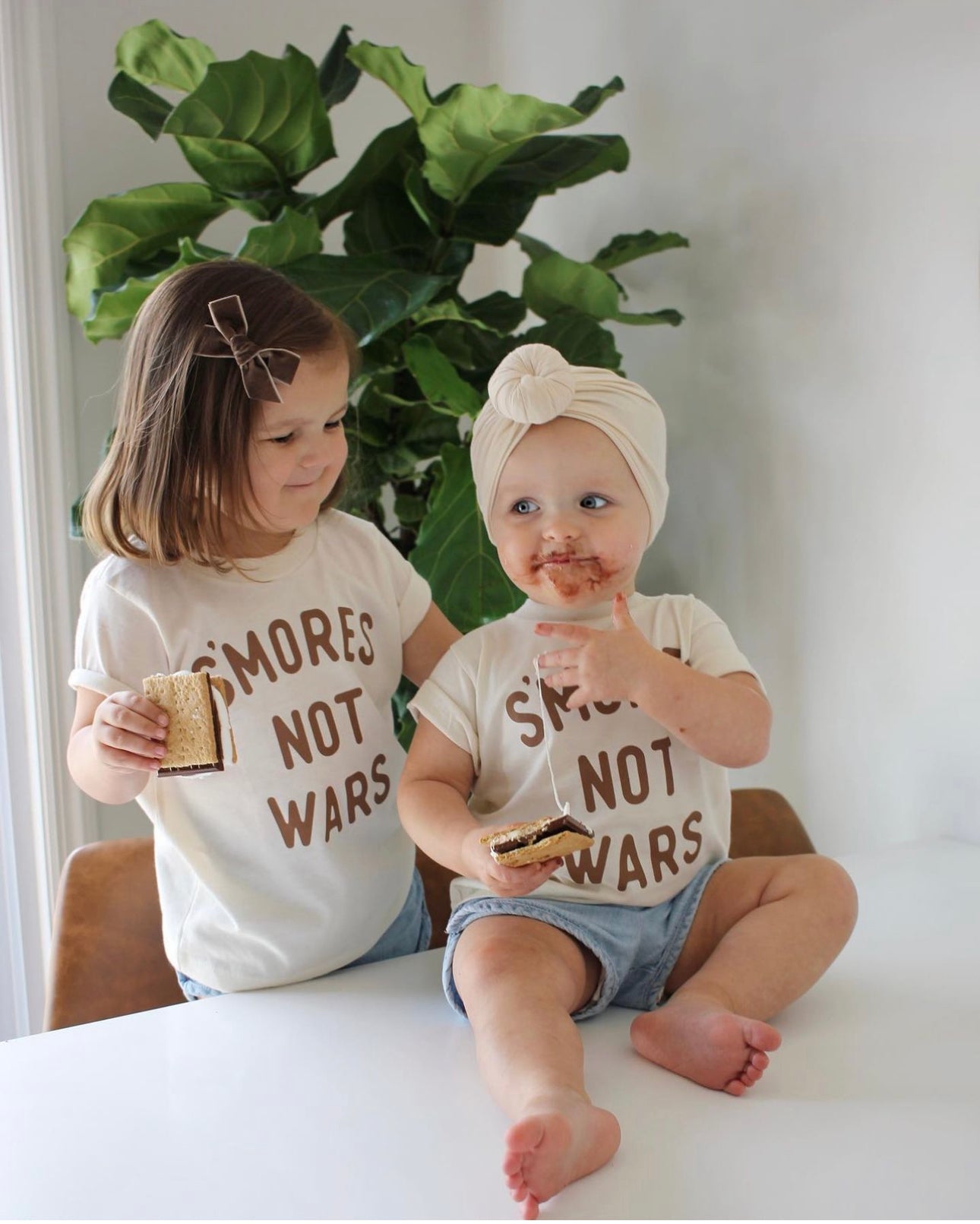 S’mores Not Wars Kids T-Shirt Natural Camping Graphic Tee for Boys and Girls - The Wishing Elephant