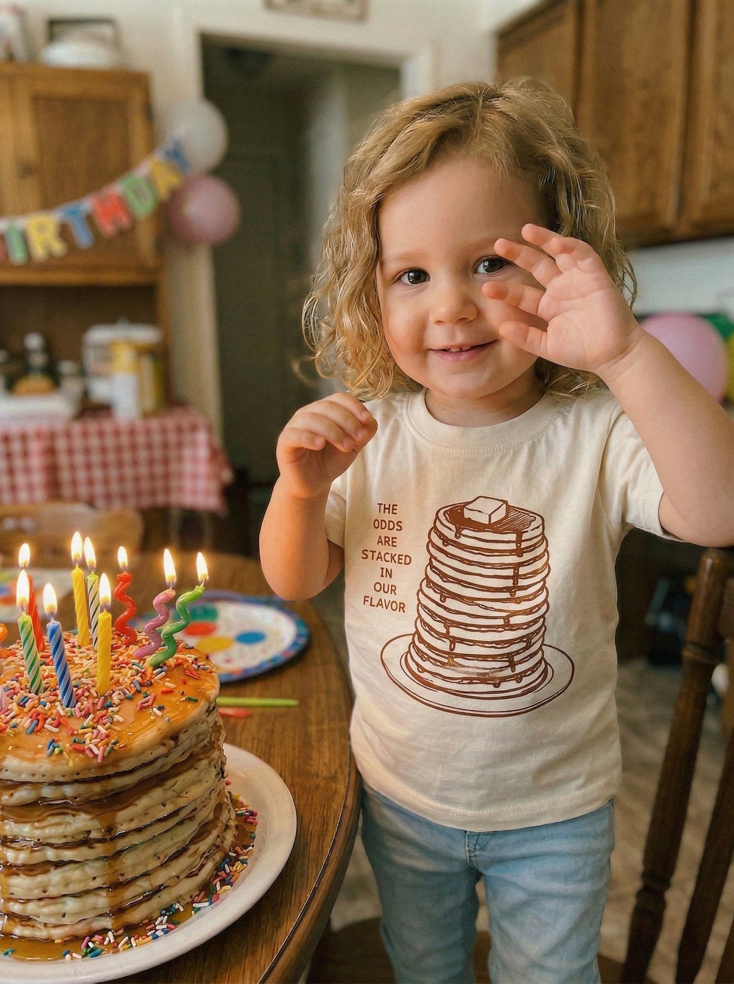 The Odds Are Stacked In Our Flavor, Kids Pancake Shirt - The Wishing Elephant