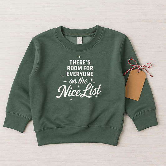 there's room for everyone on the nice list christmas sweatshirt
