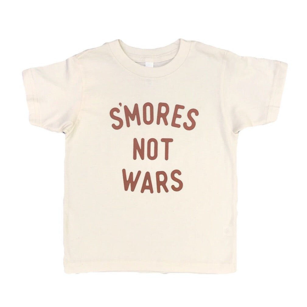 S’mores Not Wars Kids T-Shirt Natural Camping Graphic Tee for Boys and Girls - The Wishing Elephant