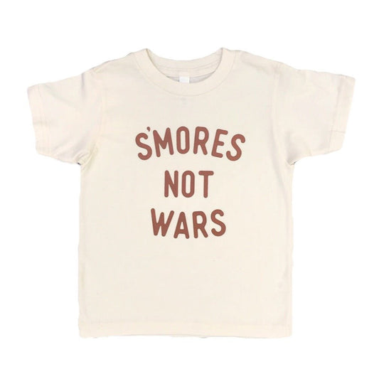 S’mores Not Wars Kids T-Shirt Natural Camping Graphic Tee for Boys and Girls - The Wishing Elephant