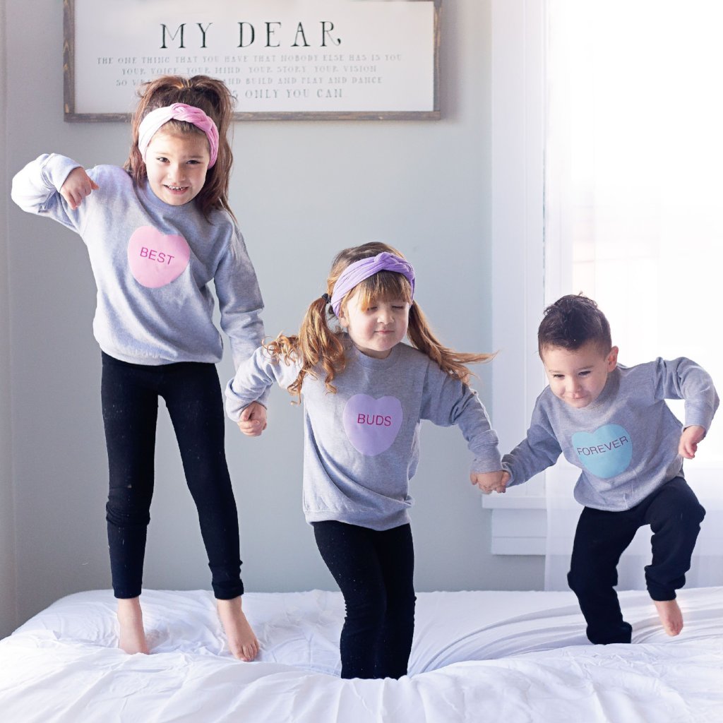 Best Babes/Buds Conversation Heart Sweatshirt Best Babes/Buds Conversation Heart Sweatshirt The Wishing Elephant  The Wishing Elephant