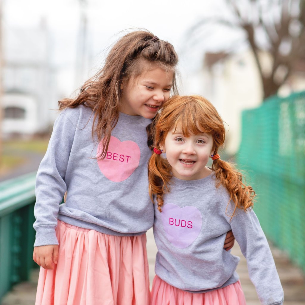 Best Babes/Buds Conversation Heart Sweatshirt Best Babes/Buds Conversation Heart Sweatshirt The Wishing Elephant  The Wishing Elephant